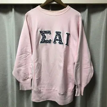 초레어 90년대 자수 택 Champion Reverse Weave 핑크