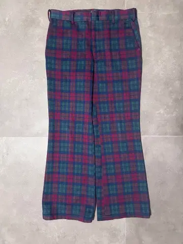 70s LEE 체크 플레어 슬랙스 usa 팬츠 펑크 빨간색 그린