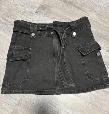 블랙 데님 미니 스커트