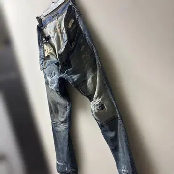 누디진 데미지 패치워크 데님 스트레치 팬츠