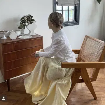 girlish St.cecilia 퍼프 슬리브 롱T 화이트 궁극의 화이트