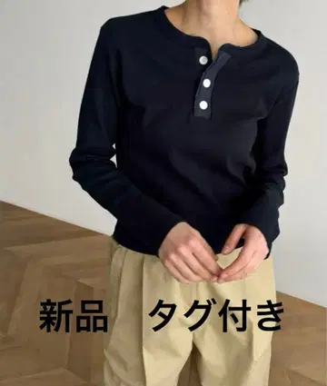 CANAL JEAN 빈티지 코튼 헨리 롱 T셔츠 미사용 새상품