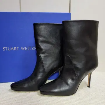 STUART WEITZMAN 블랙 가죽 하이힐 부츠 블랙 24cm