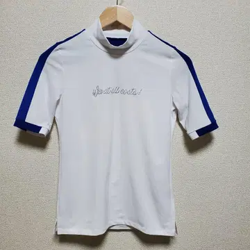 WAAC 와 모크넥 반팔 셔츠 블루 큐빅 골프