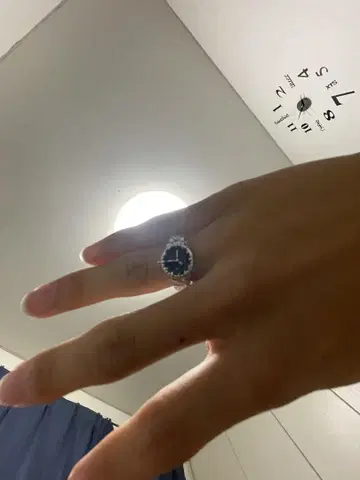 90s 실버 925 블랙 페어 쉐이프 반지