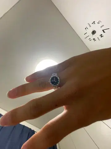 90s 실버 925 블랙 페어 쉐이프 반지