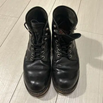 블랙 가죽 하이컷 부츠 레드윙