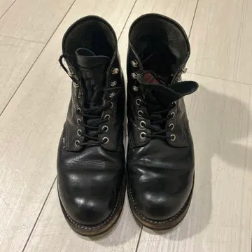 블랙 가죽 하이컷 부츠 레드윙