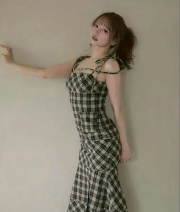 andmary Cecily check long dress