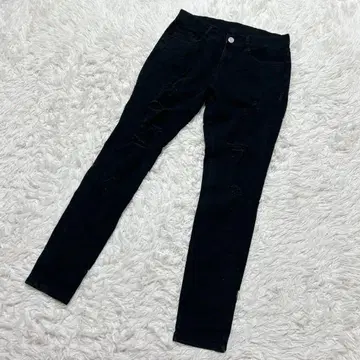 [ c6359 ] 데님 청바지 스키니 블랙 데미지