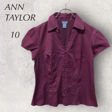 ANN TAYLOR 반팔 셔츠 ( M ) 적자색 V넥