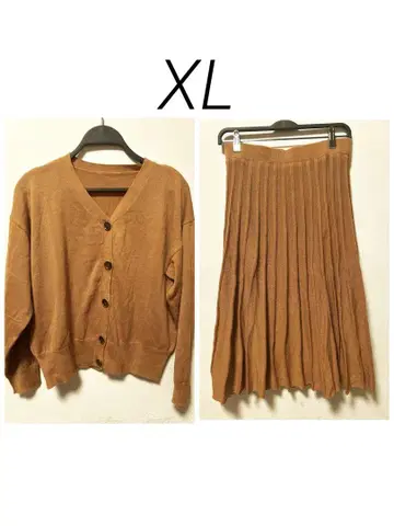 XL 벨메종 니트 셋업 깔끔한 성인 타이트 플리츠