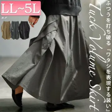 사이드 턱 변형 스커트 블랙 4L-5L 골드 재팬