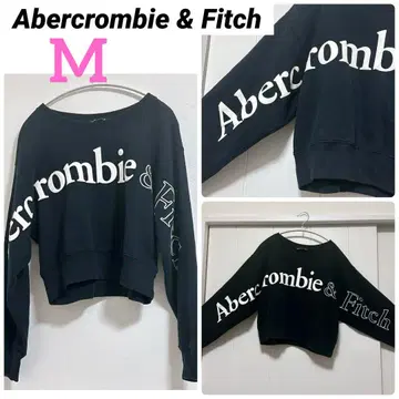 아바크롬비&피치 맨투맨 로고 트레이닝복 크롭 기장 속기모 M
