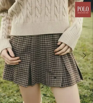 Heather POLO 디자인 플리츠 미니 스커트