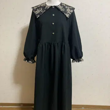 마로리 블랙 세일러 카라 여성용 원피스 핸드메이드
