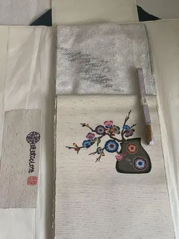 타마나하 유코 류큐 빙가타 젠마이 실크 나고야 오비 8촌 북 패턴