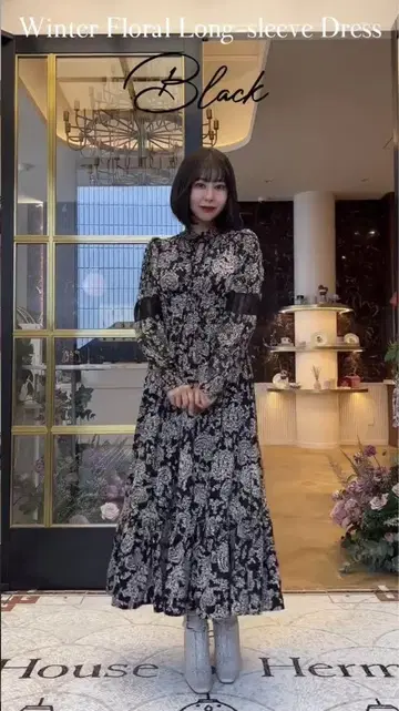 Herlipto winter floral long sleeve dress