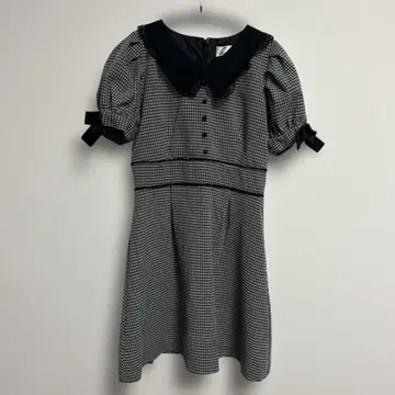 pium 깅엄 체크 반팔 원피스