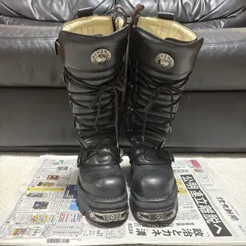 NEW ROCK 블랙 부츠 롱 부츠