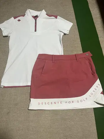DESCENTE 골프웨어 세트 화이트/핑크