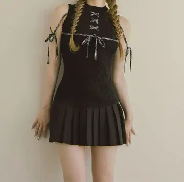 Darich 도킹 레이스업 미니 원피스