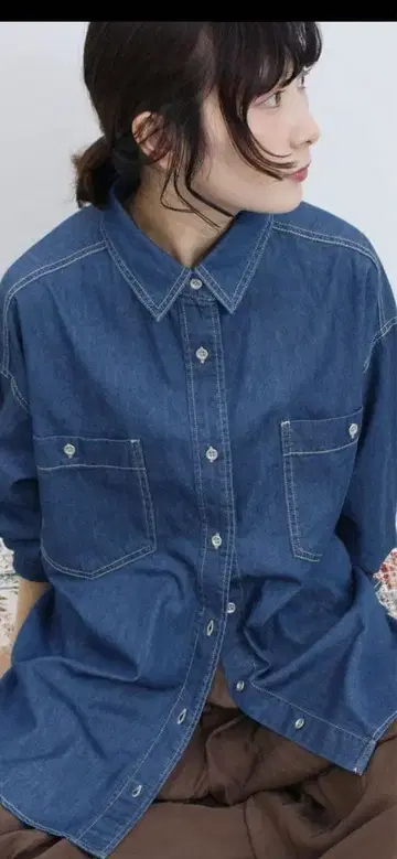 사만사 모스모스 blue 데님 오버 셔츠 블루 프리 사이즈