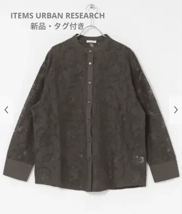 ITEMS URBAN RESEARCH 페이즐리 레이스 밴드 카라 셔츠