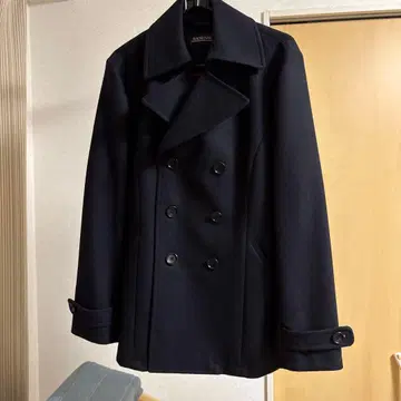 네이비 더블 브레스트 울 코트