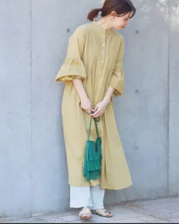[ 새상품급 ] 저널 스탠다드 코튼 보일 턱 원피스 롱