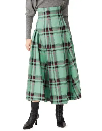 snidel 민트 그린 체크 무늬 롱 스커트