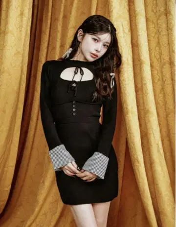 Darich 다리치 프론트 오픈 니트 미니 원피스