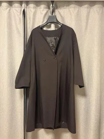 Harriss 금만 브라운 노카라 롱 코트