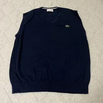 LACOSTE V넥 코튼 니트 쇼트 베스트