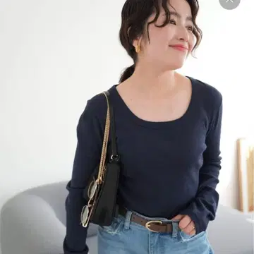 [ 미사용 ] 슬로브 이에나 SAWAHOCO 퍼펙트 티셔츠 네이비