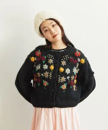 bulle de savon 네팔 핸드 니트 꽃의 나라 가디건
