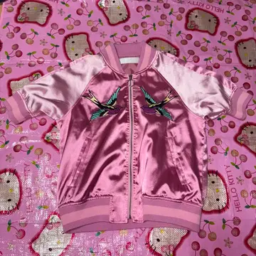 버블스 핑크 반팔 스카잔 새 자수