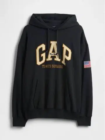 GAP 헤비웨이트 타임스퀘어 GAP 로고 후드티 블랙