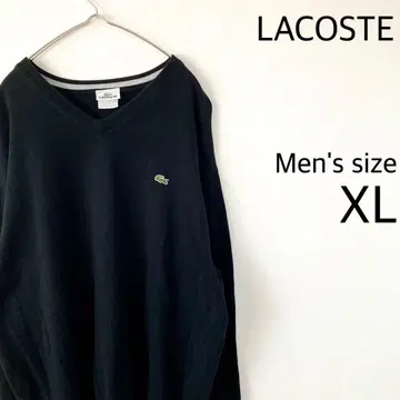 LACOSTE 자수 로고 V넥 코튼 니트