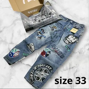[ EVISU ] 컨디션 최상 게임 프린트 릴랙스 핏 데님 청바지