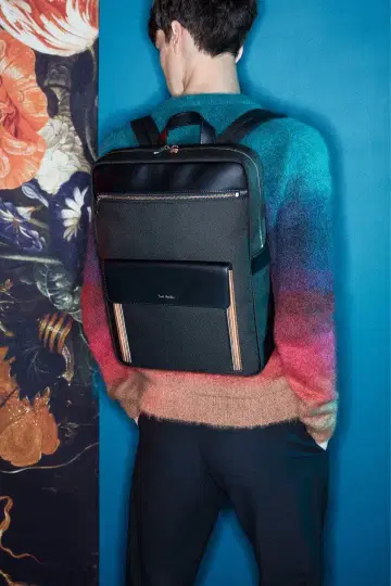 폴 스미스 멀티 스트라이프 나일론 포켓 블랙