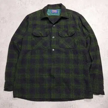 70s PENDLETON 옴브레 체크 울 셔츠 USA S