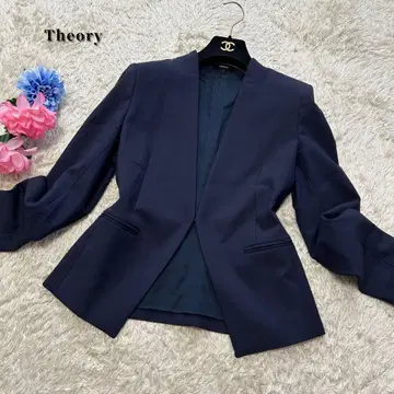 현행 띠어리 노카라 자켓 네이비 안감 있음 M 상당 울