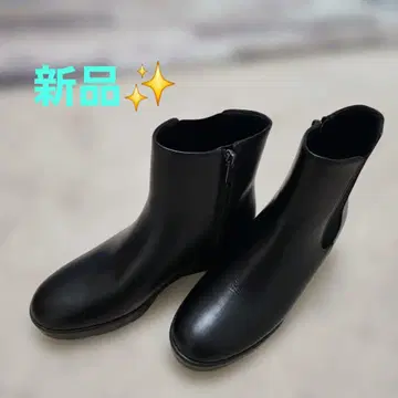 새상품 언리프 블랙 가죽 사이드 고어 부츠