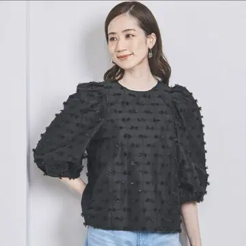 유나이티드 애로우즈 리본 컷 자카드 8SL 블라우스