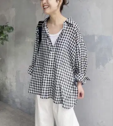 스픽 앤 스팬 깅엄 체크 오버 사이즈 셔츠