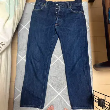 EVISU 에비수 다크 블루 데님 팬츠 버튼 플라이