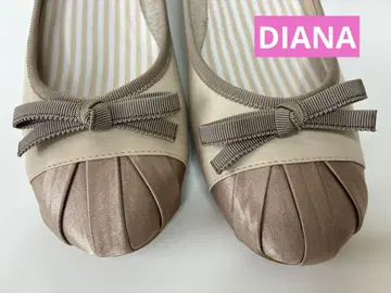 DIANA 베이지 리본 포함 플랫슈즈