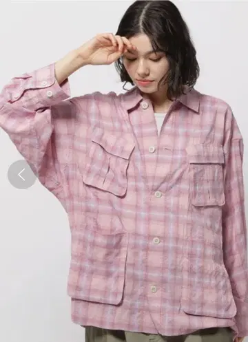 Niko and - 밀리터리 시어 체크 셔츠 핑크