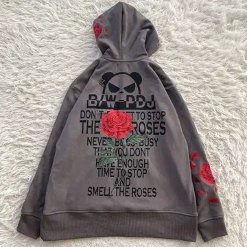 PANDIESTA B/W -PDJ 자수 풀 집업 후드티 라이더